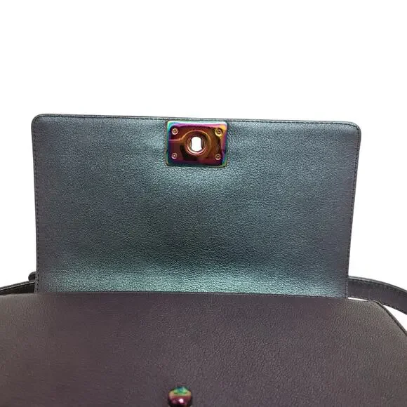 Chanel Purple Mermaid Boy Bag 16C Iridescent Old Medium Classic Quilted Flap CC - Picture 10 of 16